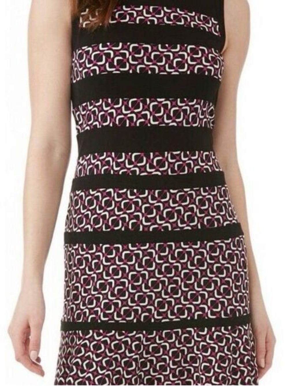 NWT Michael Kors Black Dress with Pink Geometric Print
